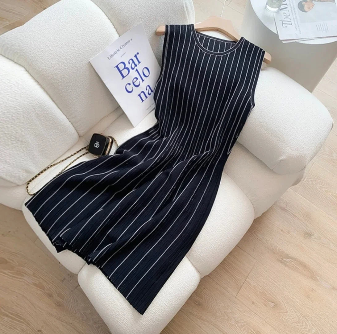Sleeveless stripped Knitted mini Dress LAPANIA