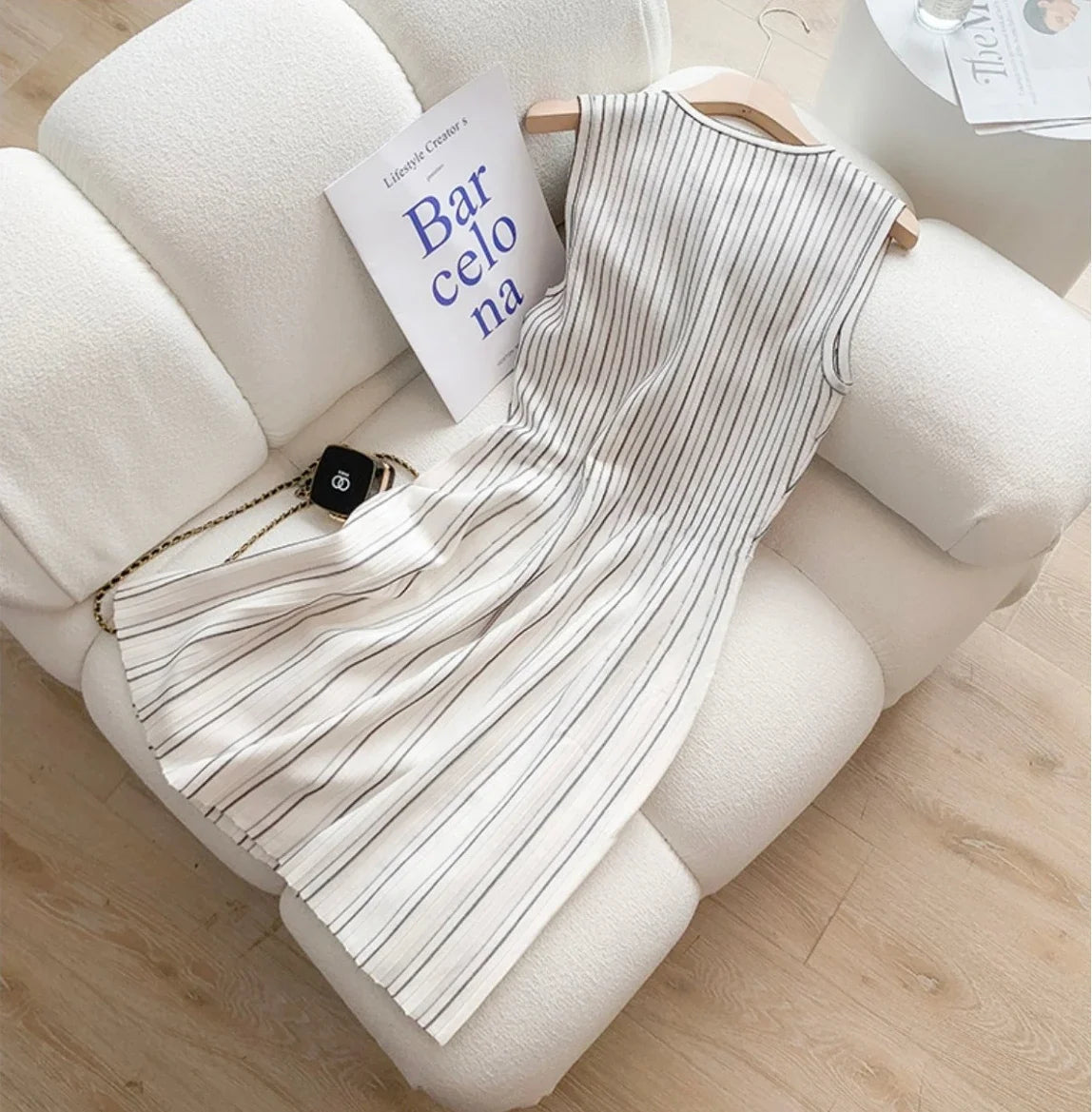 Sleeveless stripped Knitted mini Dress LAPANIA