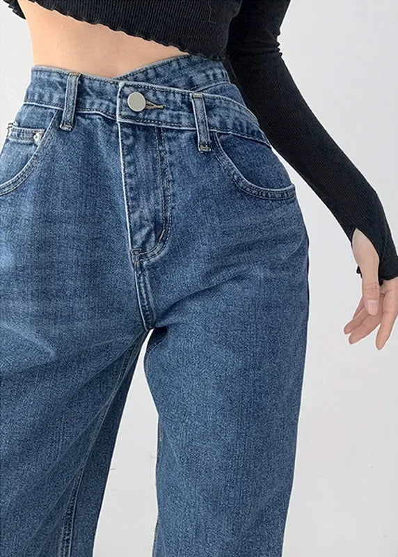 Asymmetric Waist Straight-Leg Jeans LAPANIA