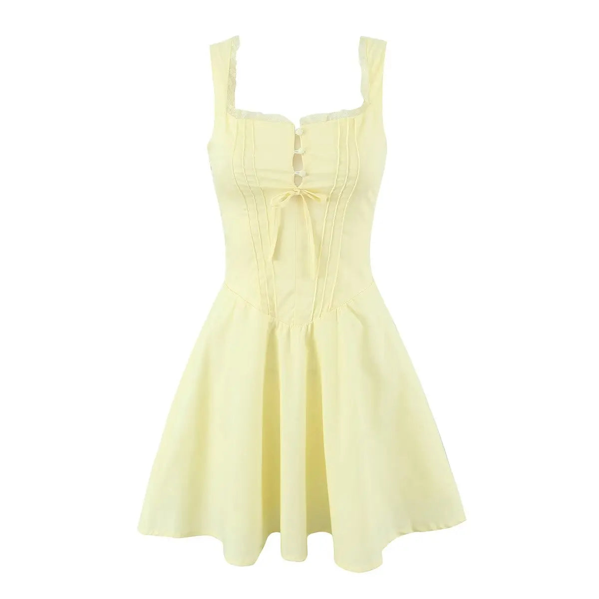 Elegant Lace-Up Babydoll Mini Dress LAPANIA