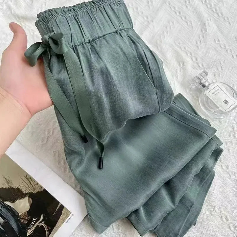 Ice Silk Wide-Leg Pants