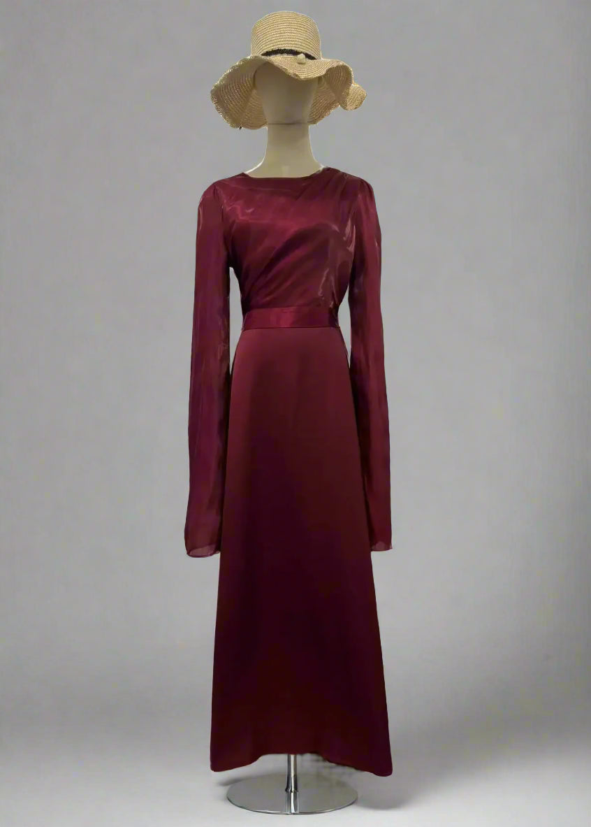 Sheer Satin Panel Maxi Dress