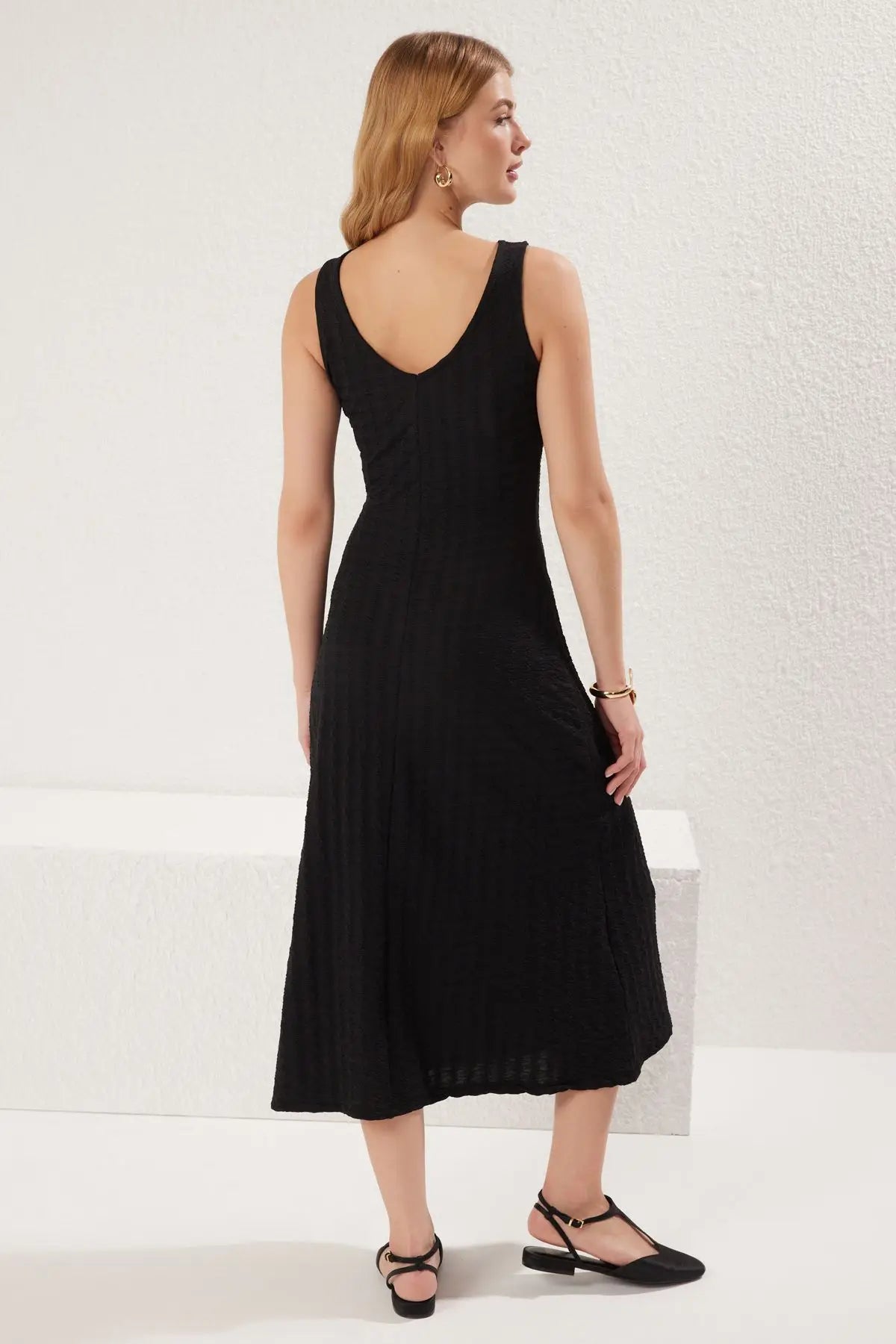 Slim Fit Textured Cotton Dress LAPANIA