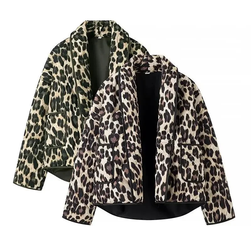 Vintage Leopard Print Winter Jacket LAPANIA