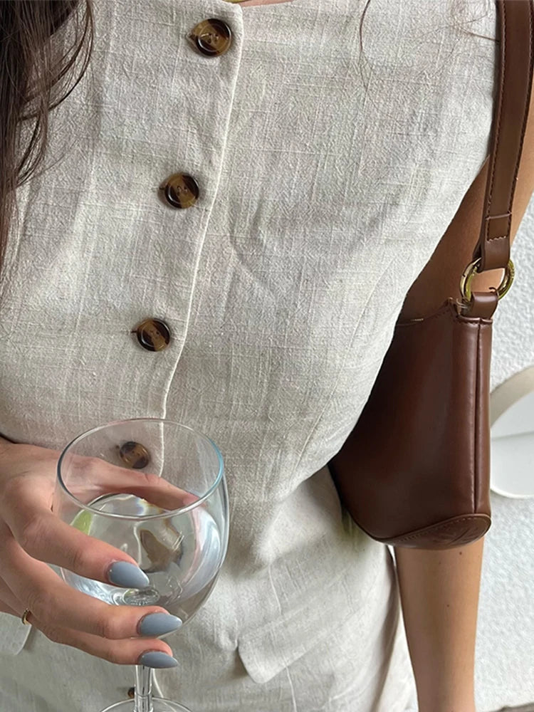 Slim Fit Linen Mini Dress LAPANIA
