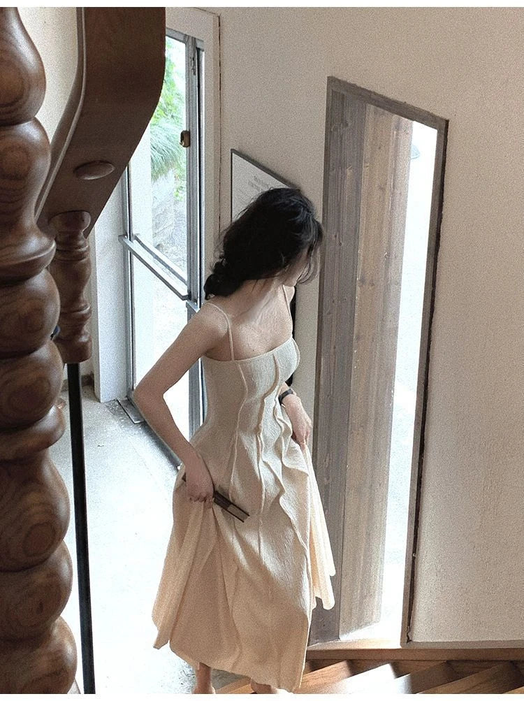 Vintage High-Waist pleated Maxi Dress LAPANIA