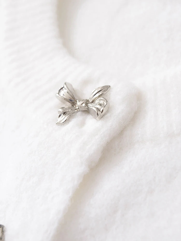 Bow Button Knit Top LAPANIA