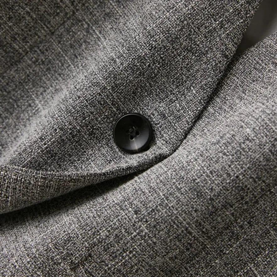 Gray V-Neck Short Vest Jacket LAPANIA