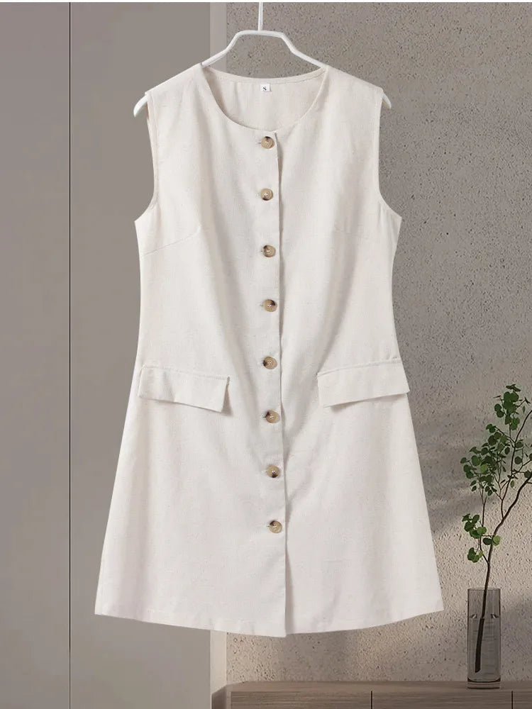Slim Fit Linen Mini Dress LAPANIA