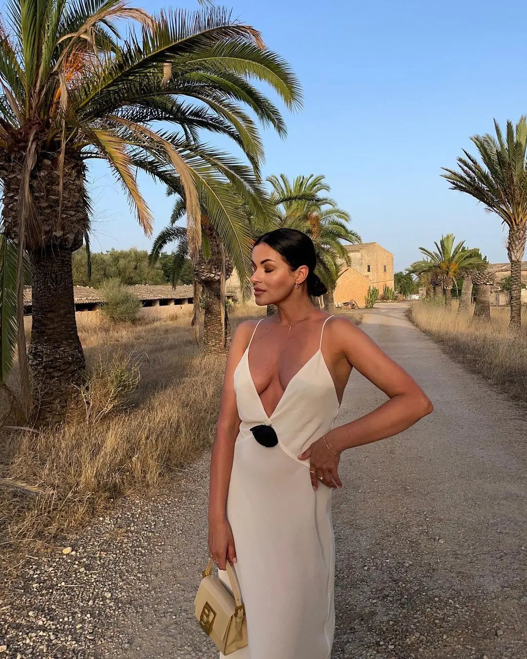 Flower Deep V-Neck Maxi Dress LAPANIA