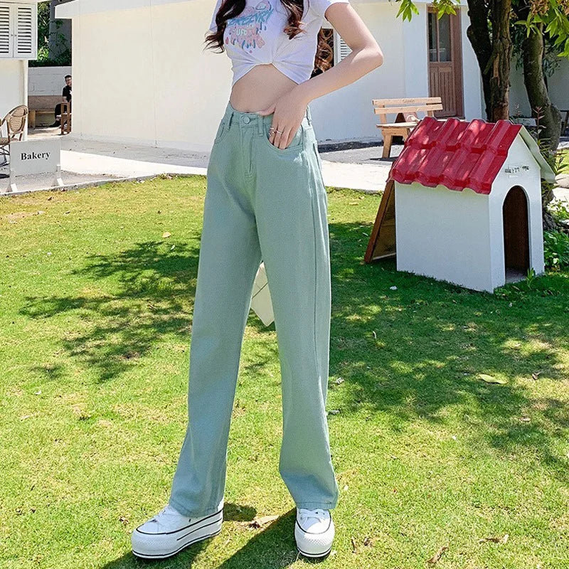 High-Waisted Cotton Straight Jeans LAPANIA