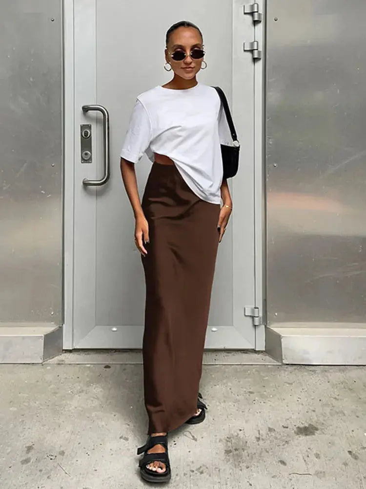 Floor-Length Satin Trumpet Skirt LAPANIA