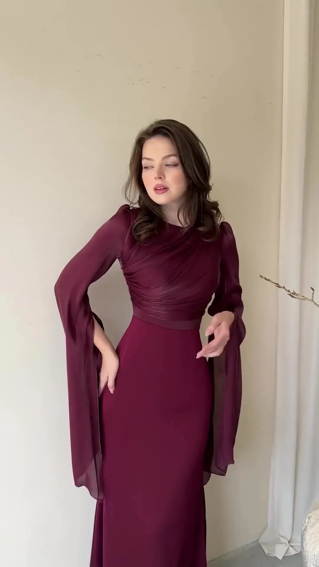 Sheer Satin Panel Maxi Dress