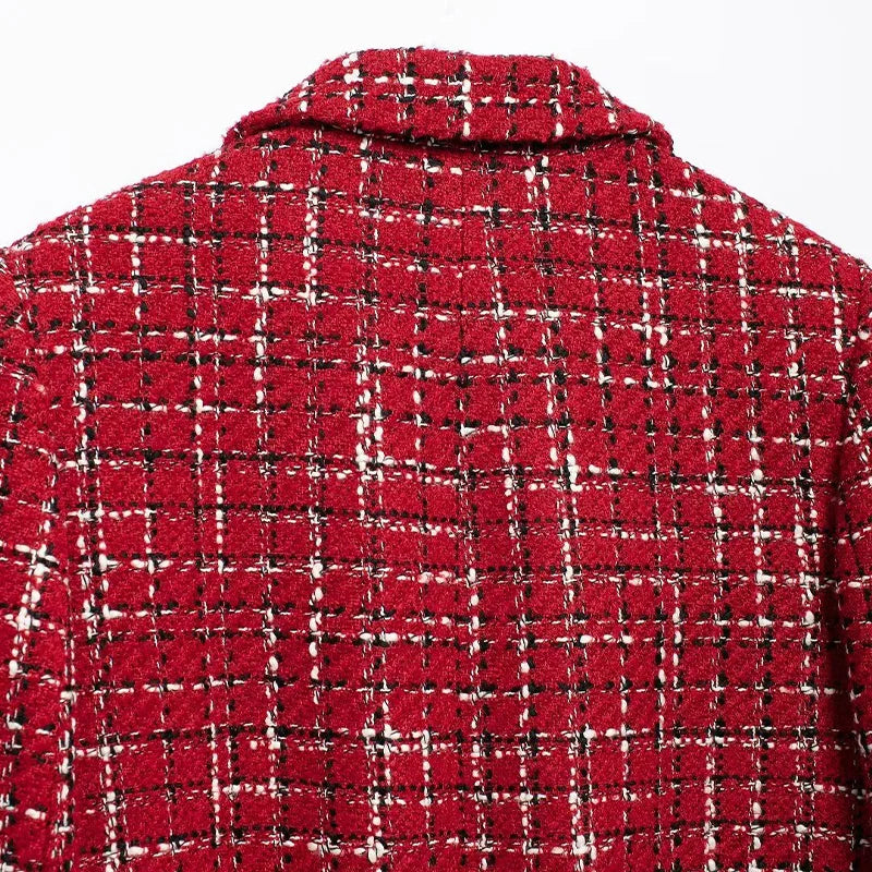 Plaid Single-Breasted Red Jacket LAPANIA