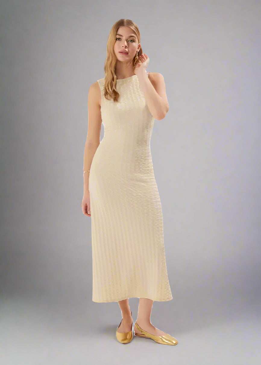 Slim Fit Textured Cotton Dress LAPANIA