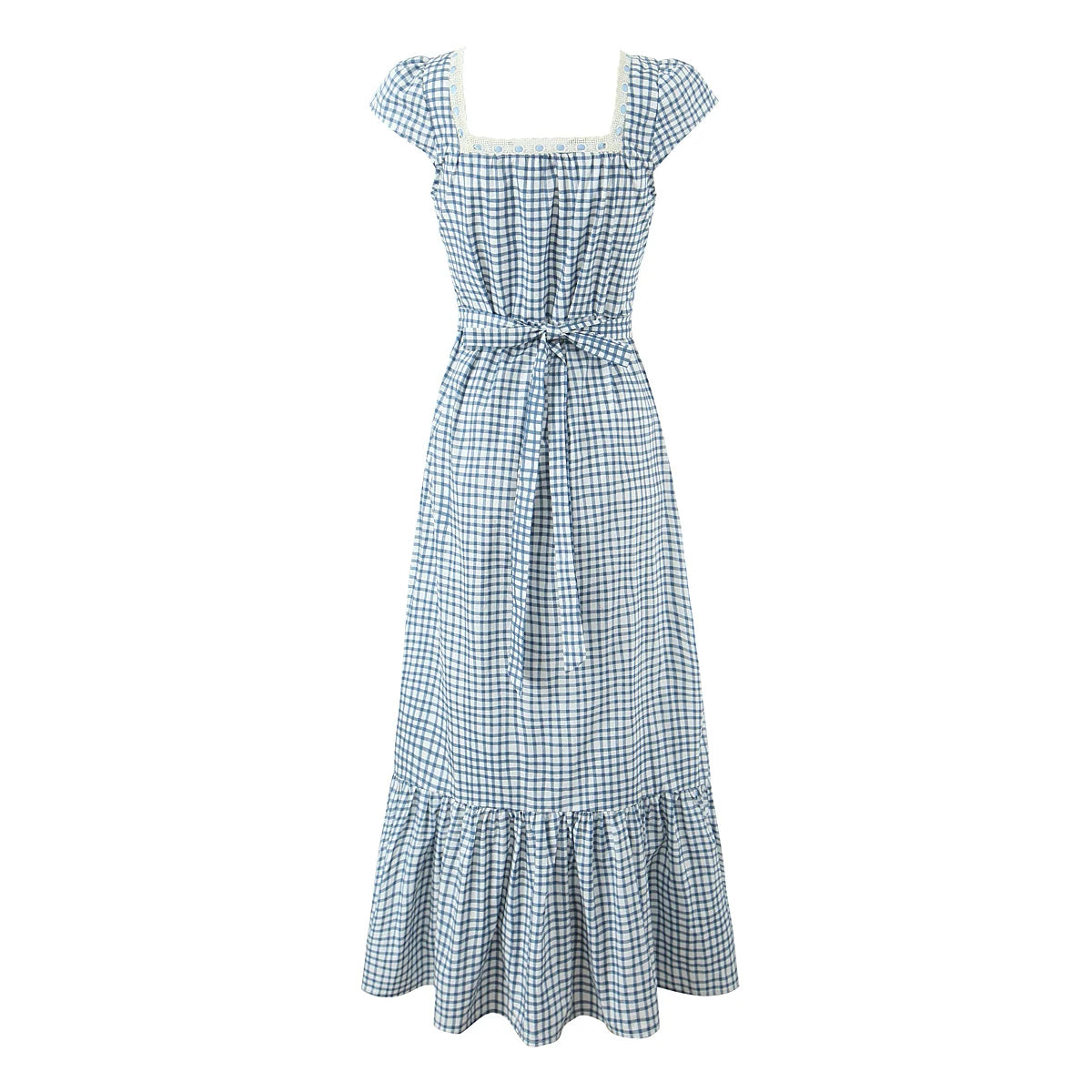 Plaid Lace Panel Dress LAPANIA