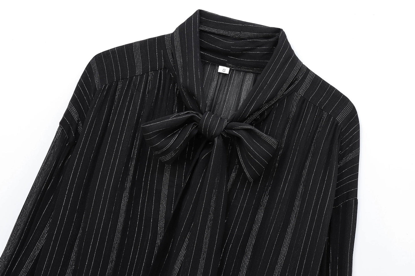 Semi-Sheer Tie-Neck Blouse LAPANIA
