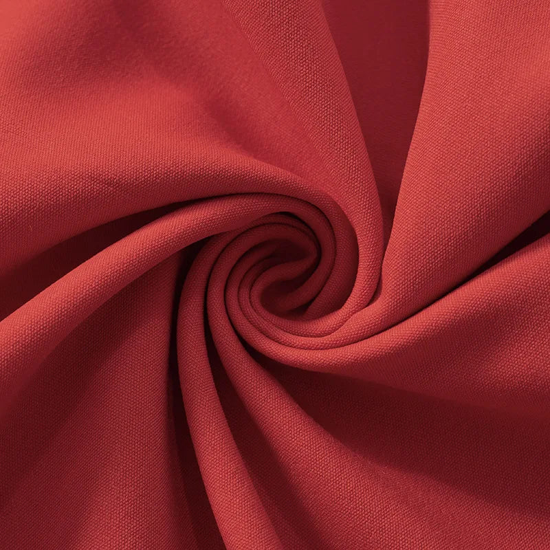 Red Pleated Long Dress with Wide Neckline LAPANIA