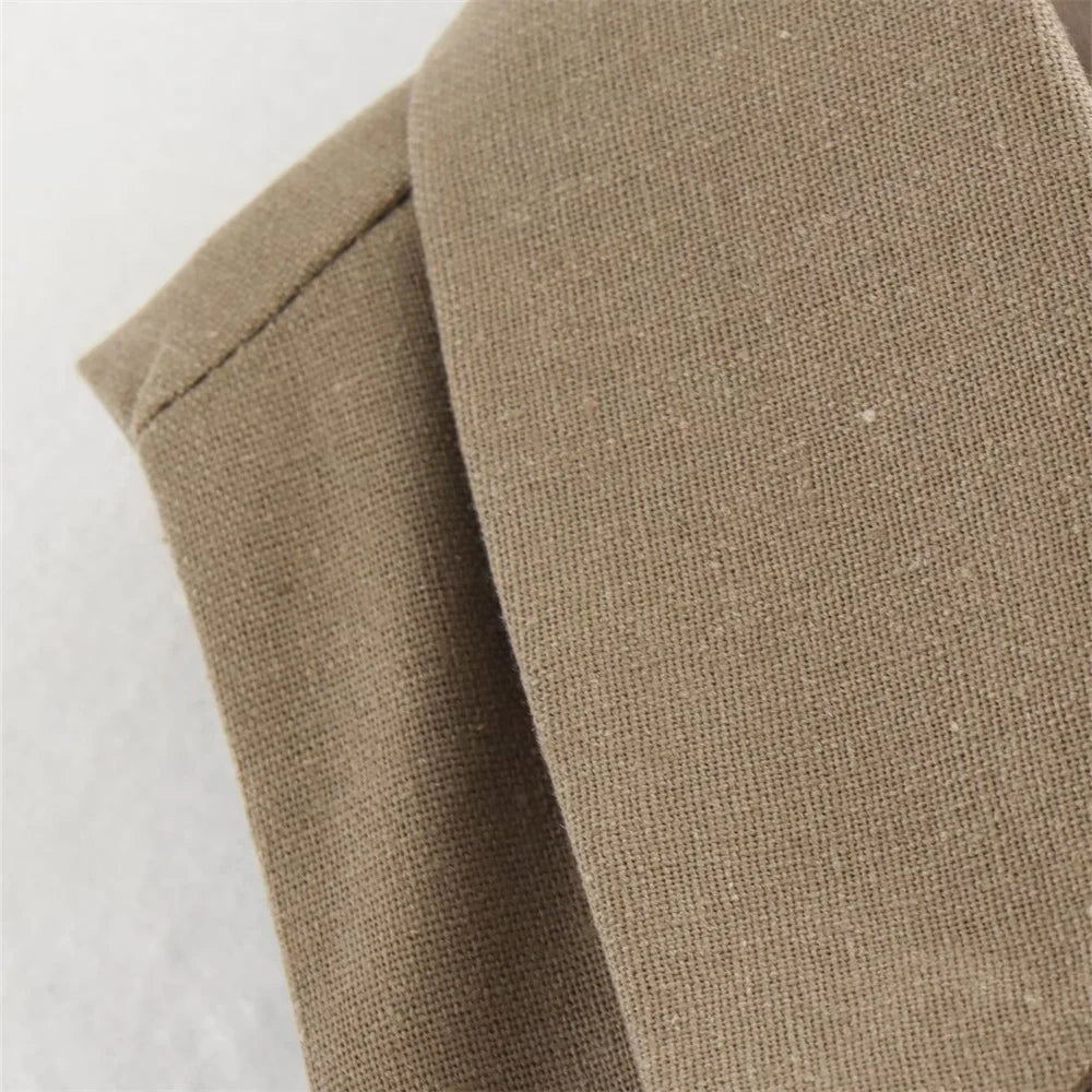 Khaki Buttoned Vest with Back Tie LAPANIA