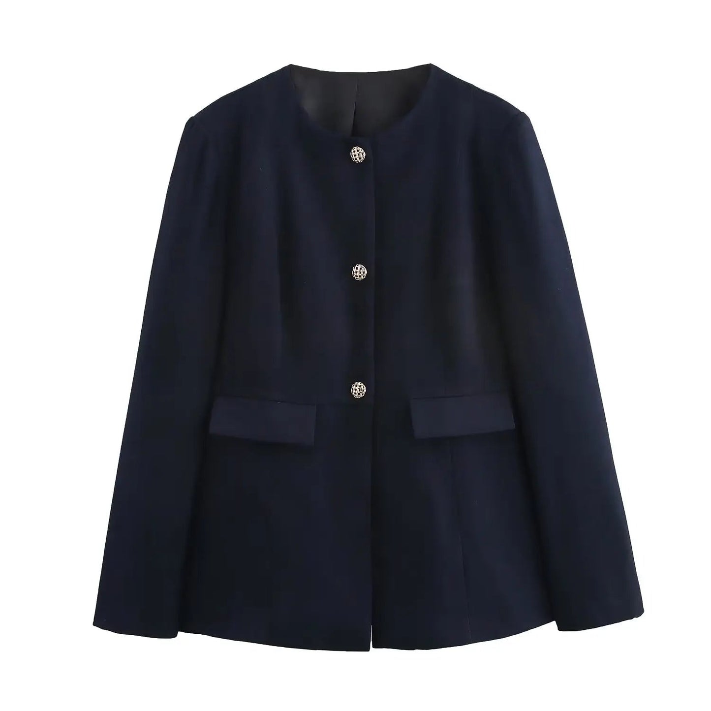 Navy Blue Elegant Blazer with Gold Buttons LAPANIA