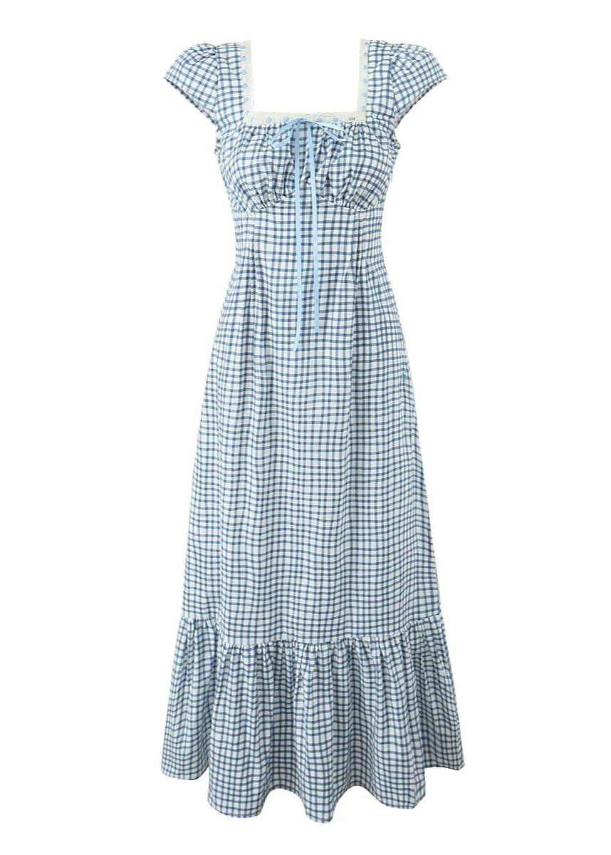 Plaid Lace Panel Dress LAPANIA