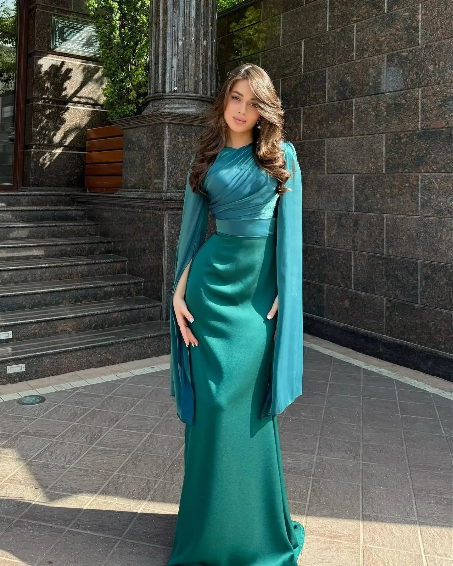 Sheer Satin Panel Maxi Dress