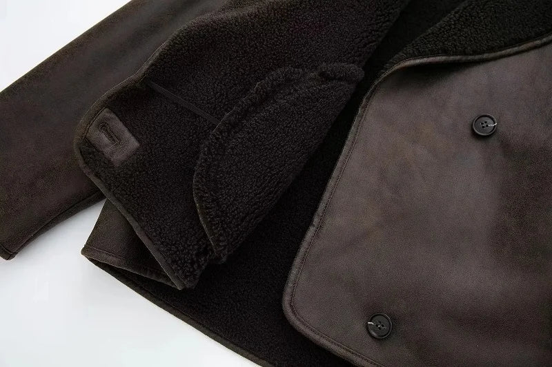 Dark Brown Leather Aviator Jacket LAPANIA