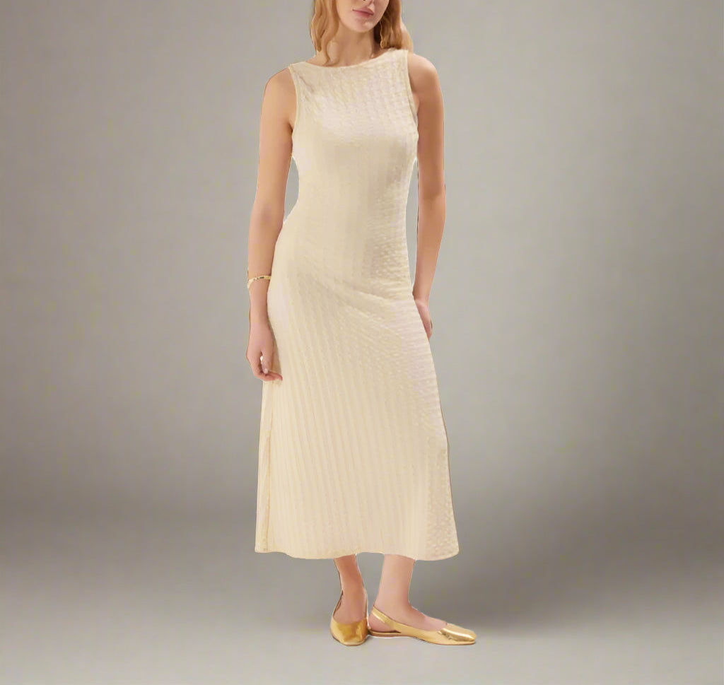 Slim Fit Textured Cotton Dress LAPANIA
