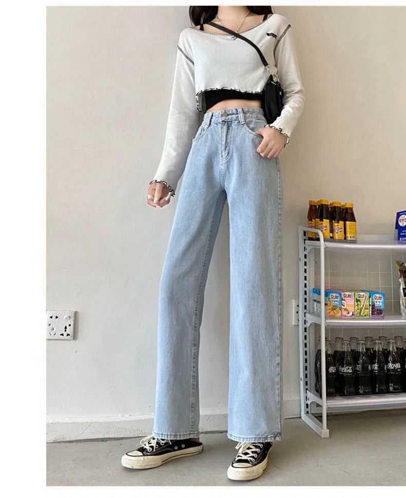 High-Waisted Cotton Straight Jeans LAPANIA