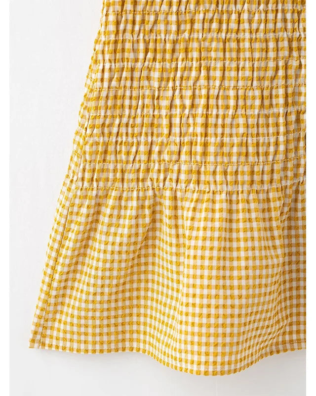 Butter Yellow Plaid Mini Dress