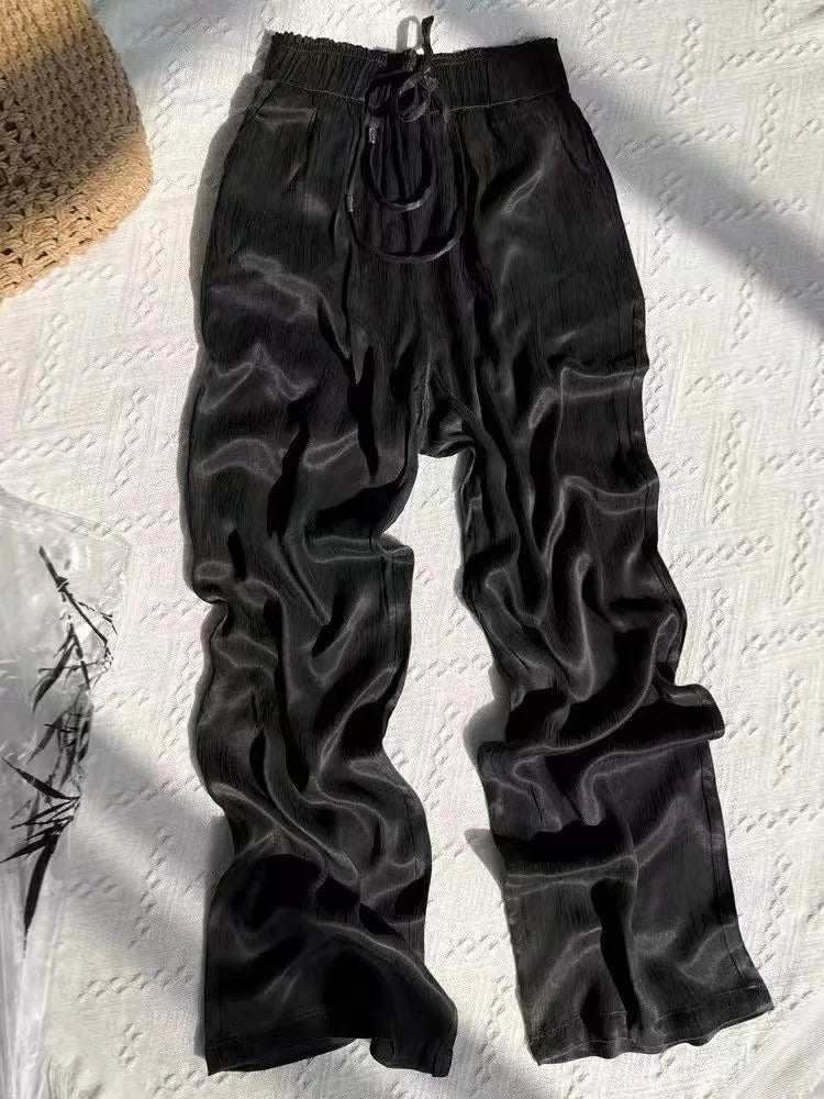 Ice Silk Wide-Leg Pants