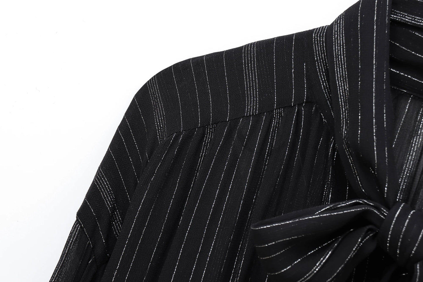 Semi-Sheer Tie-Neck Blouse LAPANIA