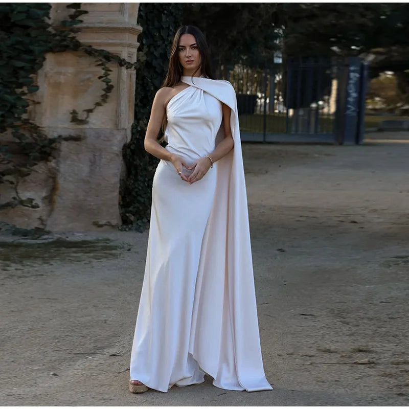 Solid Ribbon Halter Maxi Dress LAPANIA