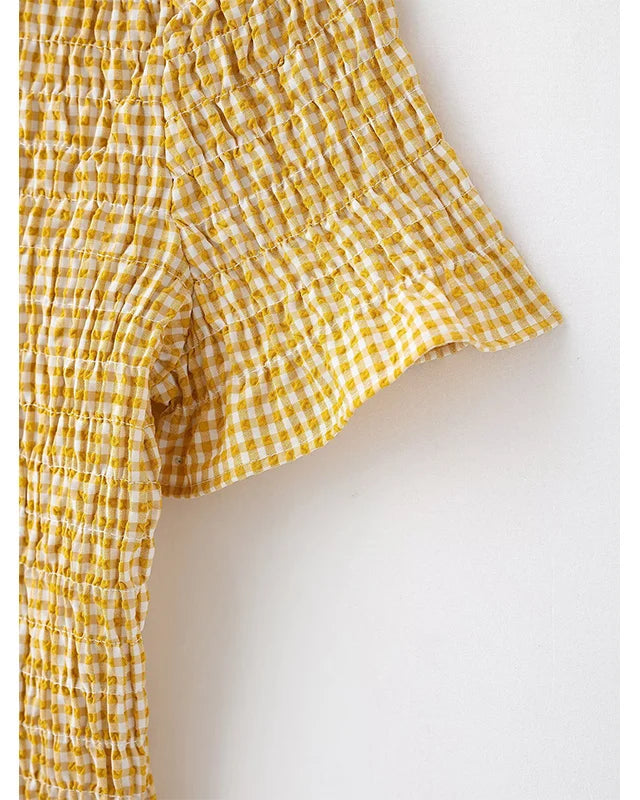 Butter Yellow Plaid Mini Dress
