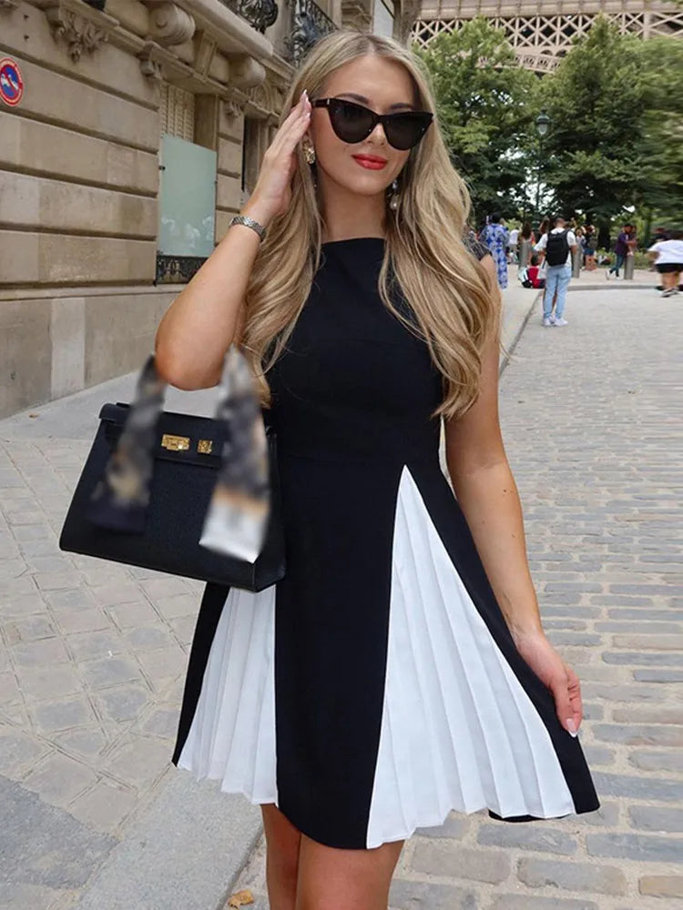 Black and White Contrast Mini Dress LAPANIA