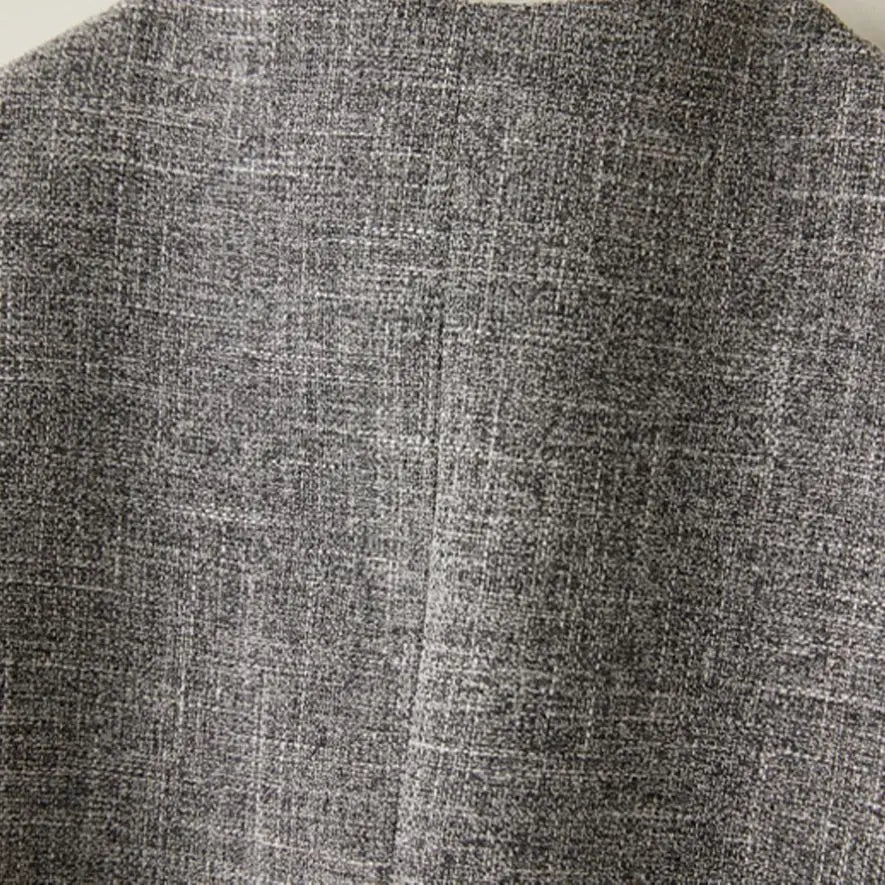 Gray V-Neck Short Vest Jacket LAPANIA