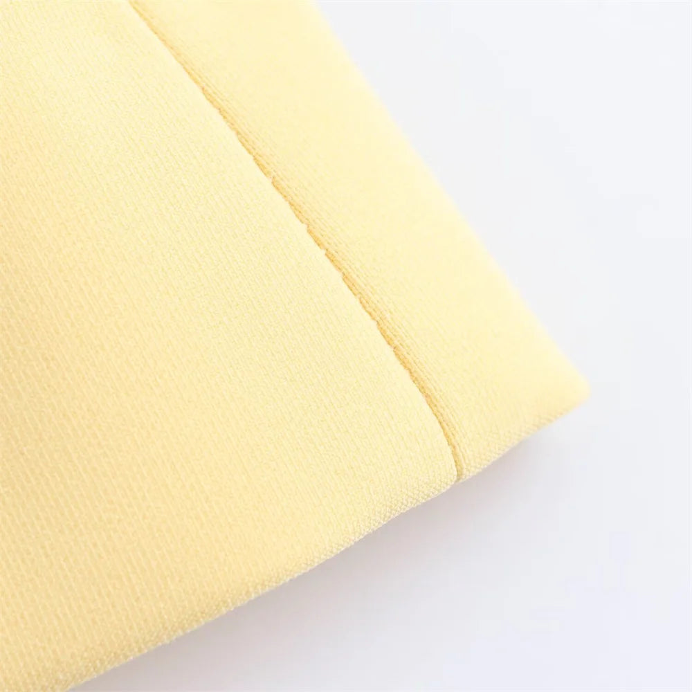Yellow Waistband Sleeveless Mini Dress LAPANIA