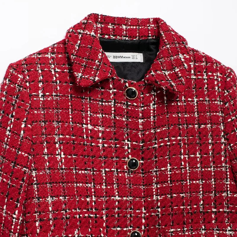 Plaid Single-Breasted Red Jacket LAPANIA