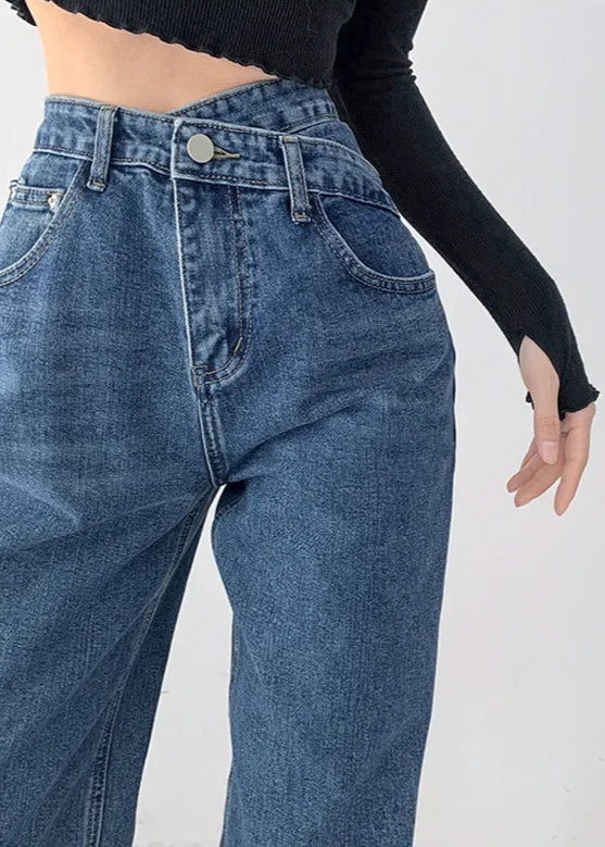 Asymmetric Waist Straight-Leg Jeans LAPANIA