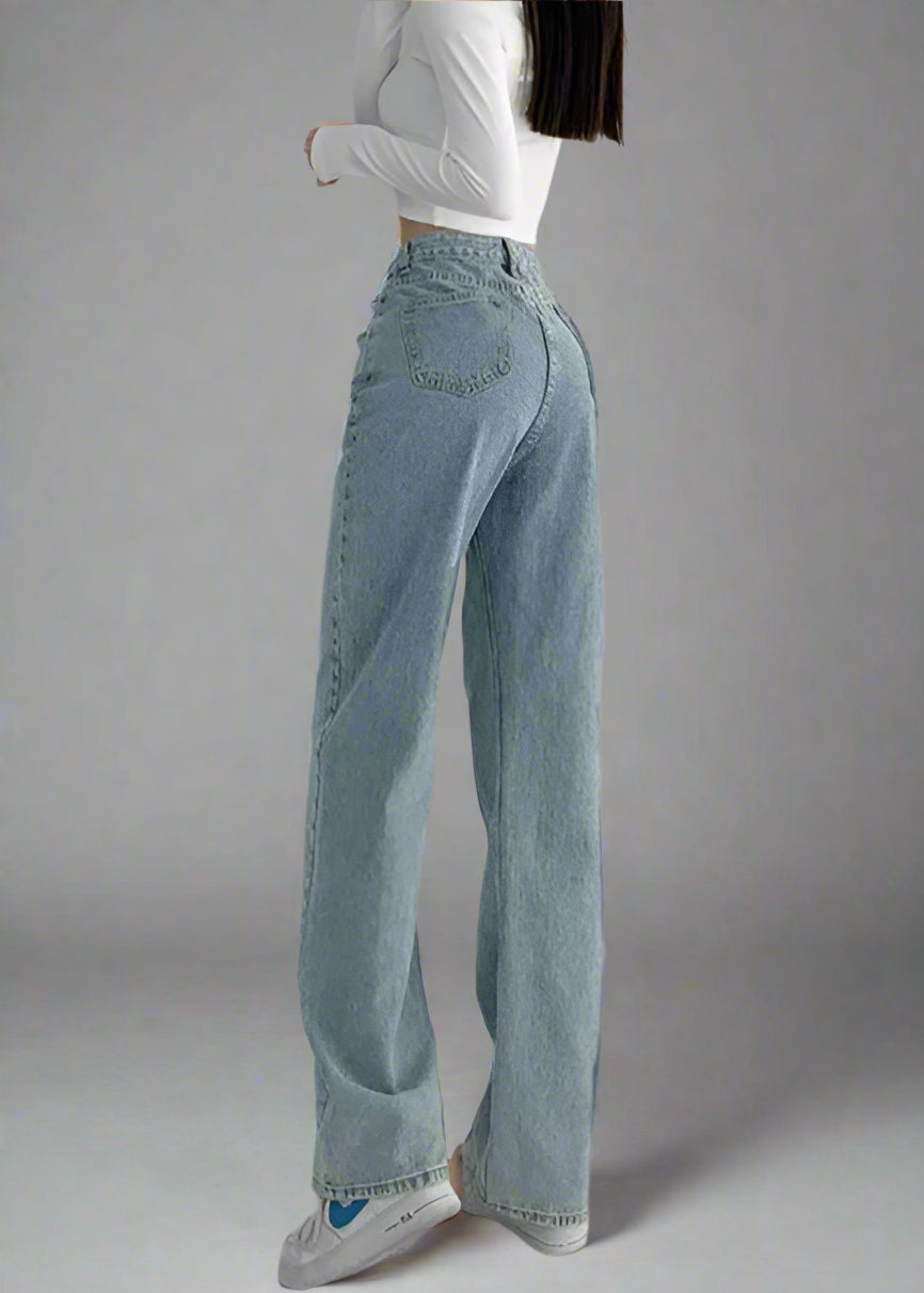 Asymmetric Waist Straight-Leg Jeans LAPANIA