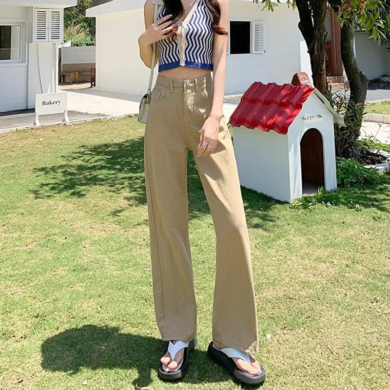 High-Waisted Cotton Straight Jeans LAPANIA