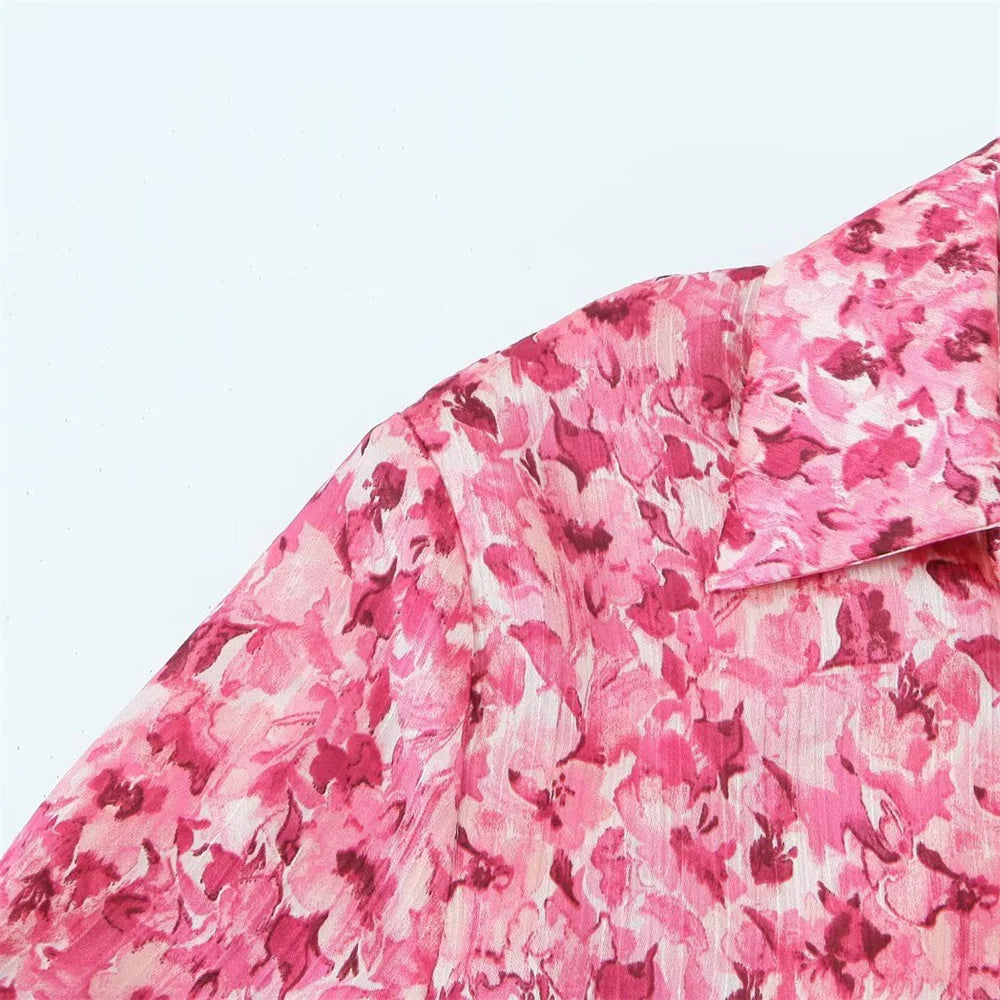 Pink Floral Lace Printed Mini Dress LAPANIA