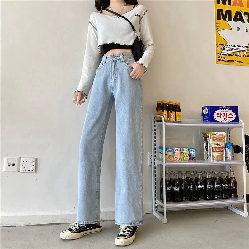 High-Waisted Cotton Straight Jeans LAPANIA