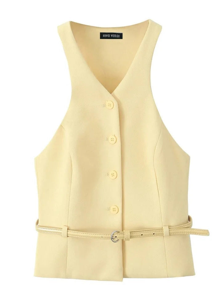 yellow belted vest LAPANIA