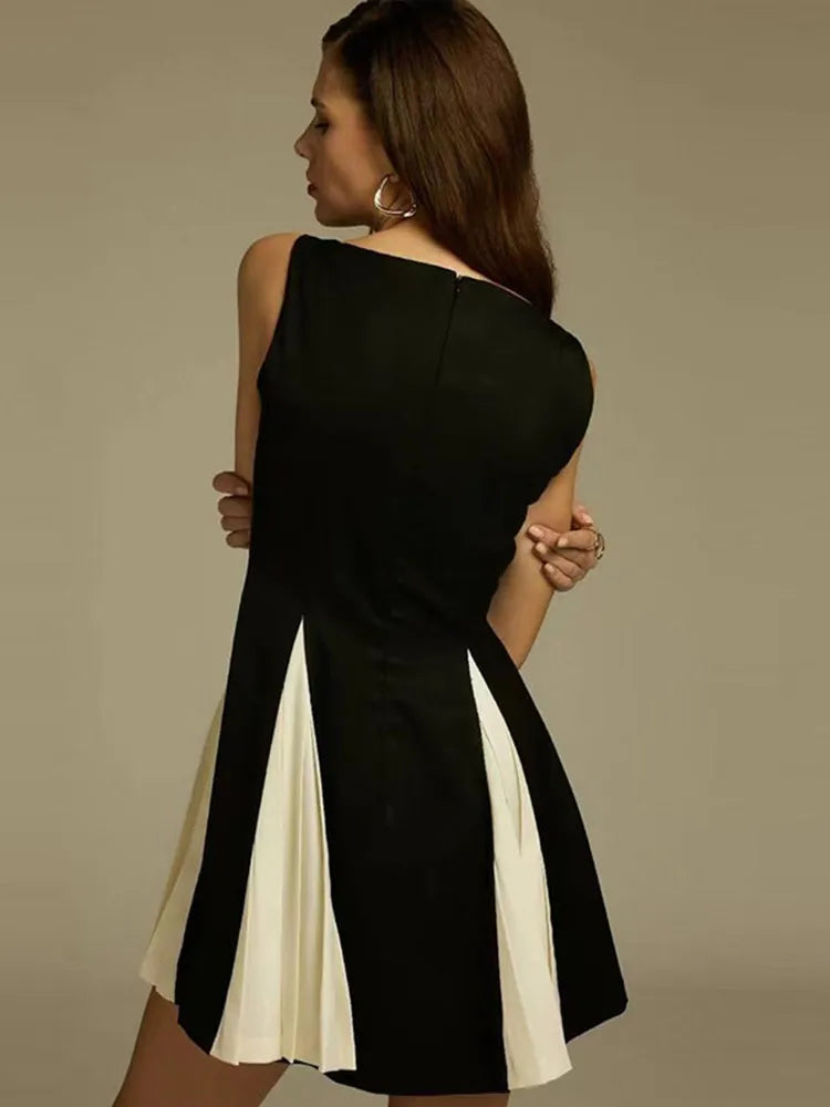 Black and White Contrast Mini Dress LAPANIA