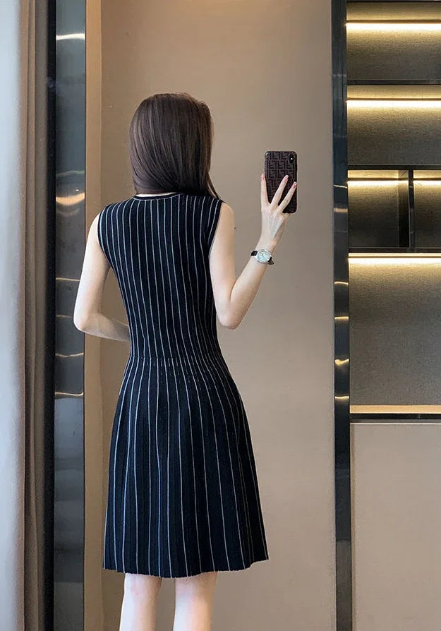 Sleeveless stripped Knitted mini Dress LAPANIA