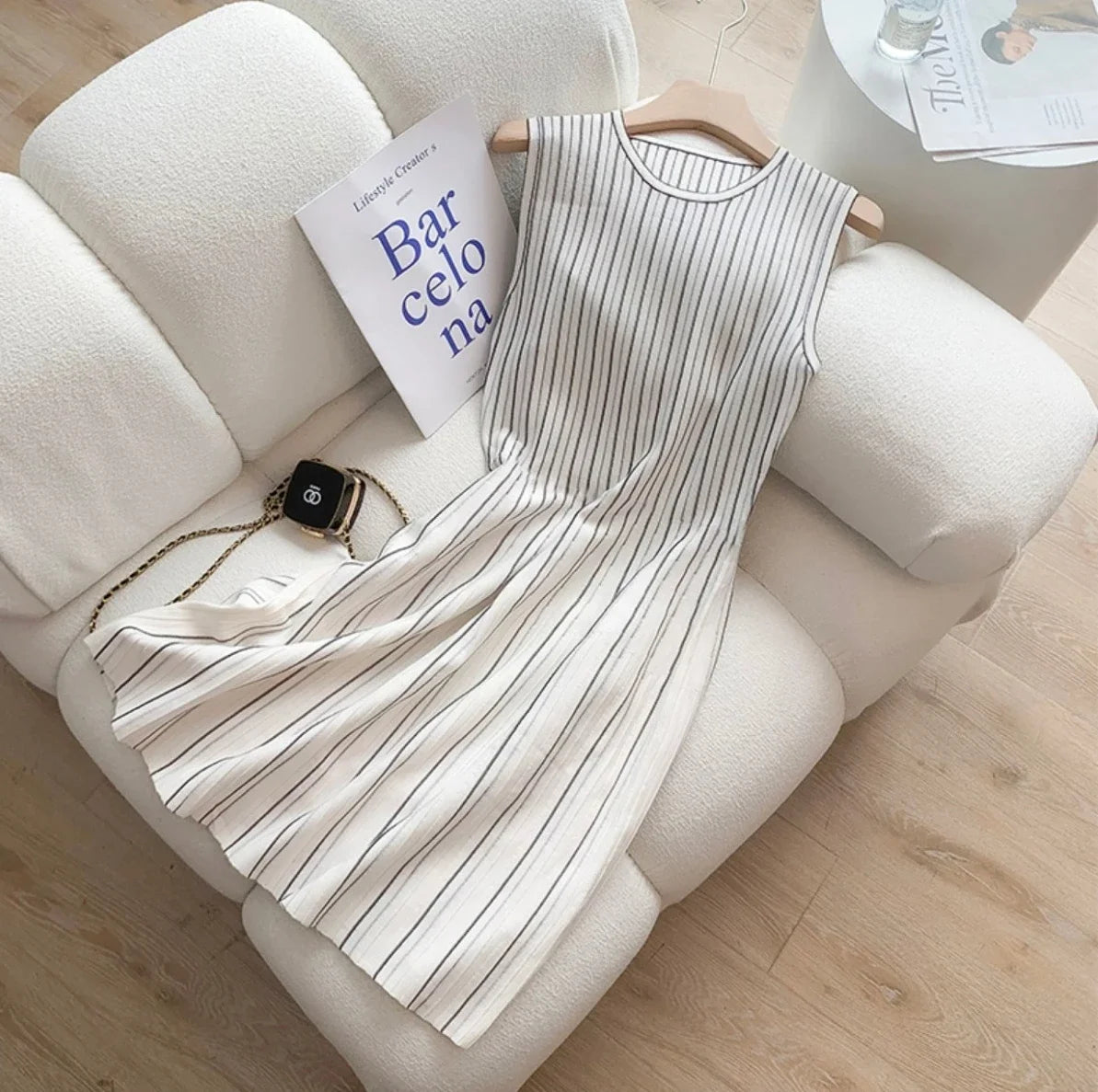 Sleeveless stripped Knitted mini Dress LAPANIA