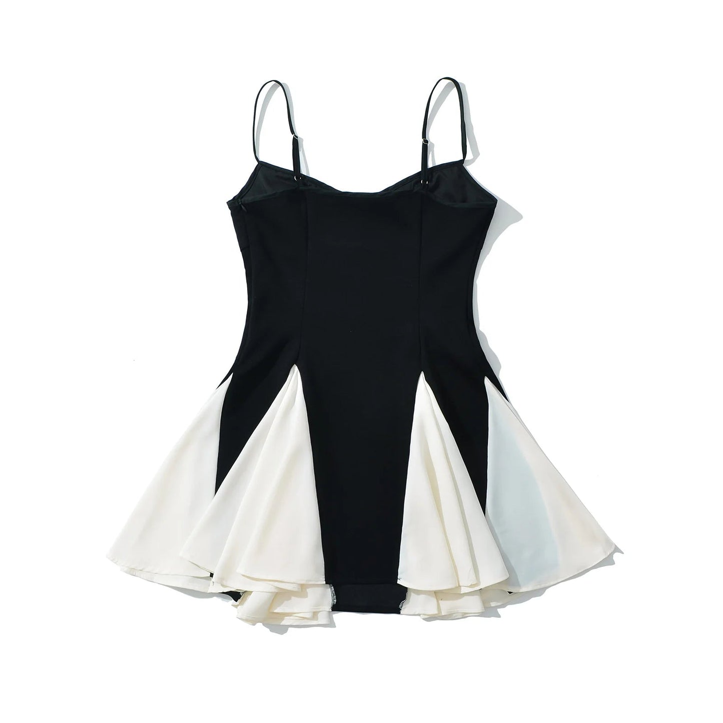 V-Neck Contrast Hem Strap Mini Dress LAPANIA