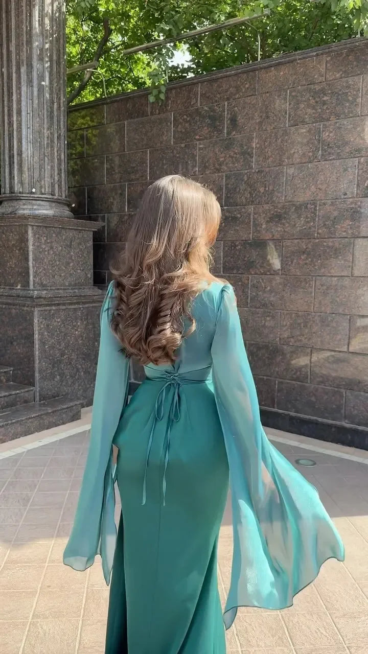 Sheer Satin Panel Maxi Dress