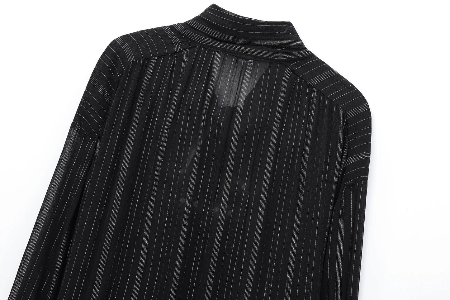 Semi-Sheer Tie-Neck Blouse LAPANIA
